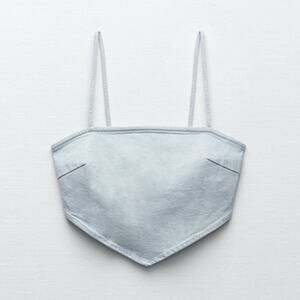 NWT Zara Denim Jean Bandana‎ Crop Top Medium